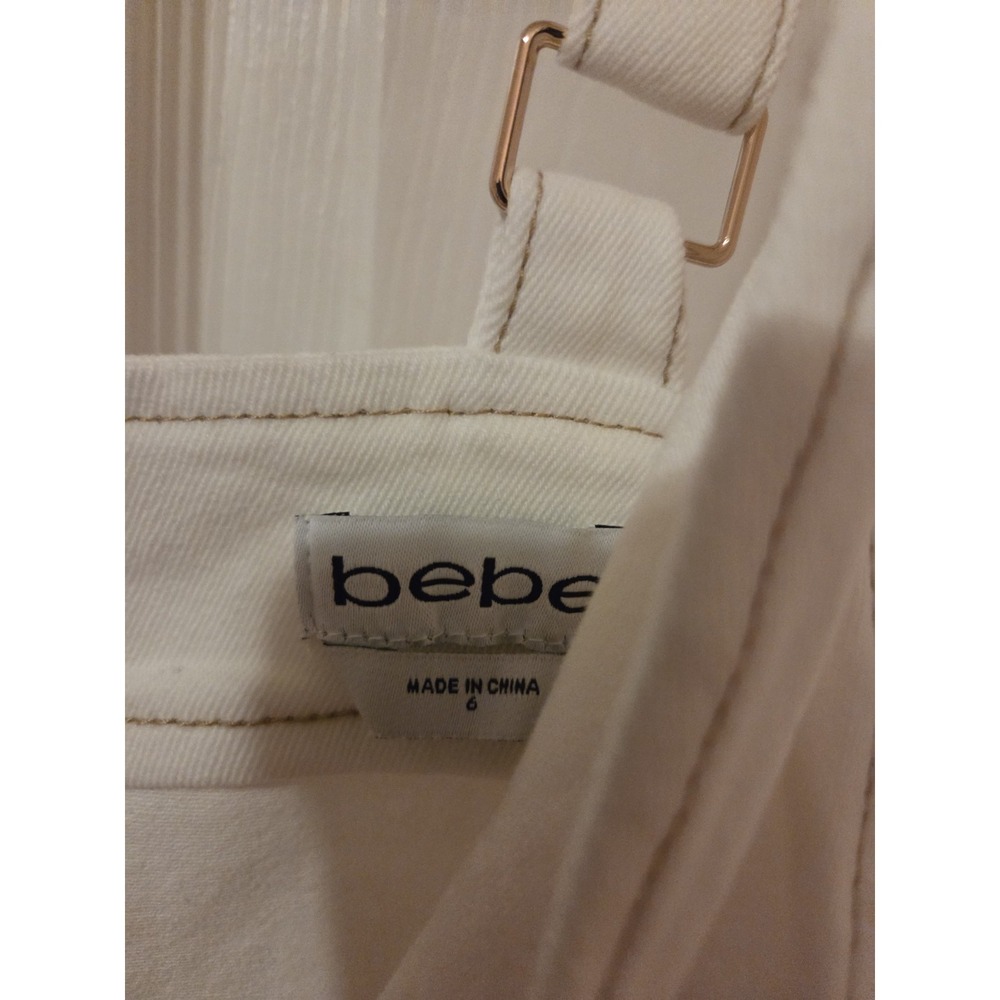 Bebe Eyelet Detail Fit Flare Denim Dress White Size 6 NWT - Picture 11 of 16